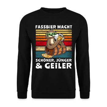Bier Löten Faultier Biertrinker Fassbier - Unisex Pullover - Schwarz - Vorne - Alina (178cm) & Michal (187cm)