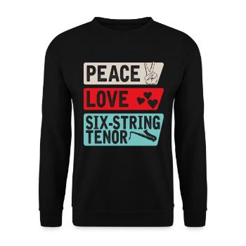 Peace Love Six-String Tenor Instrument - Unisex Sweatshirt - black - Front - Alina (178cm) & Michal (187cm)
