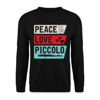 Peace Love Piccolo Musical Instrument - Unisex Sweatshirt - black - Front - Alina (178cm) & Michal (187cm)
