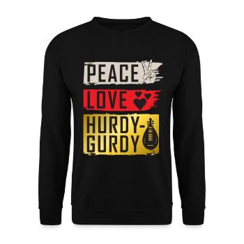 Peace Love Hurdy-Gurdy Instrument de musique - Sweat-shirt Unisexe - noir - Devant - Alina (178cm) & Michal (187cm)
