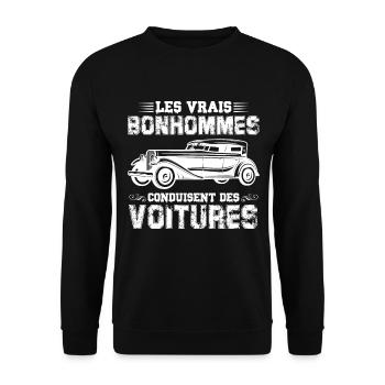 Les vrais bonhommes conduisent des voiturs - Sweat-shirt Unisexe - noir - Devant - Alina (178cm) & Michal (187cm)