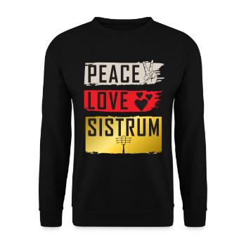 Peace Love Sistrum Musical Instrument - Unisex Pullover - Schwarz - Vorne - Alina (178cm) & Michal (187cm)