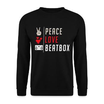 Peace Love Beatbox Musical Instrument - Unisex Pullover - Schwarz - Vorne - Alina (178cm) & Michal (187cm)