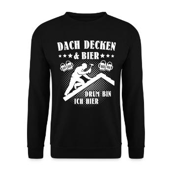 Dachdecker Biertrinker Dachdecken Bier - Unisex Pullover - Schwarz - Vorne - Alina (178cm) & Michal (187cm)