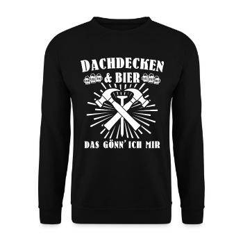 Dachdecker Biertrinker Dachdecken Bier - Unisex Pullover - Schwarz - Vorne - Alina (178cm) & Michal (187cm)