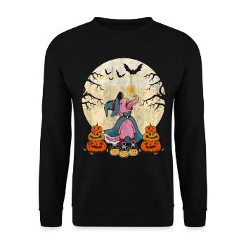 Cute Halloween Axolotl Scary Pumpkins - Unisex Sweatshirt - black - Front - Alina (178cm) & Michal (187cm)