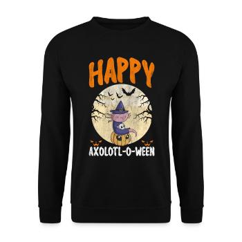 Halloween Axolotl Scary Pumpkins & Skull - Unisex Sweatshirt - black - Front - Alina (178cm) & Michal (187cm)
