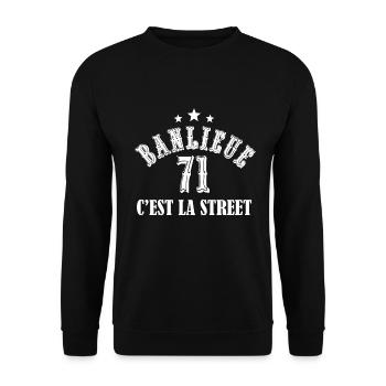 banlieue 71 c'est la street - Sweat-shirt Unisexe - noir - Devant - Alina (178cm) & Michal (187cm)