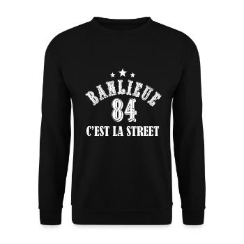 banlieue 84 c'est la street - Sweat-shirt Unisexe - noir - Devant - Alina (178cm) & Michal (187cm)