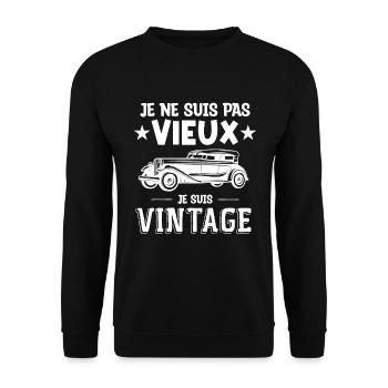 Je ne suis pas vieux je suis vintage - Sweat-shirt Unisexe - noir - Devant - Alina (178cm) & Michal (187cm)