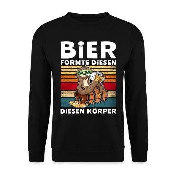 Bier Formte Körper Faultier Trinksprüche - Unisex Pullover - Schwarz - Vorne - Alina (178cm) & Michal (187cm)