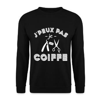 je peux pas je coiffe - Sweat-shirt Unisexe - noir - Devant - Alina (178cm) & Michal (187cm)