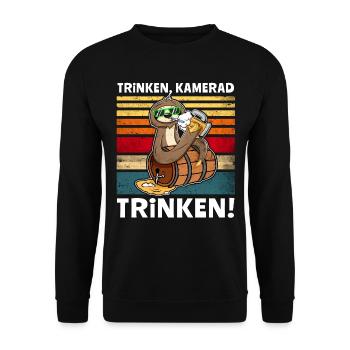 Bier Trinken Kamerad Faultier Trinksprüche - Unisex Pullover - Schwarz - Vorne - Alina (178cm) & Michal (187cm)