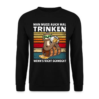 Bier Trinken Nicht Schmeckt Faultier Trinksprüche - Unisex Pullover - Schwarz - Vorne - Alina (178cm) & Michal (187cm)