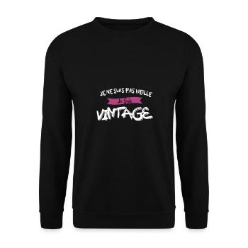 j'suis pas vieux vintage - Sweat-shirt Unisexe - noir - Devant - Alina (178cm) & Michal (187cm)