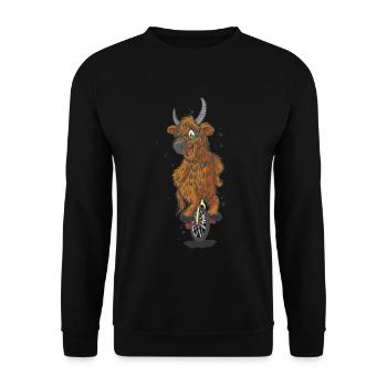 Scottish Highland Cow Cattle Cow Whisperer - Unisex Sweatshirt - black - Front - Alina (178cm) & Michal (187cm)