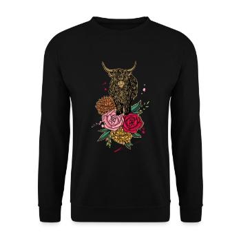 Scottish Highland Cow Cattle Cow Whisperer Farming - Unisex Sweatshirt - black - Front - Alina (178cm) & Michal (187cm)