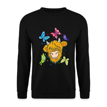 Scottish Highland Cow Cattle Cow Whisperer Farming - Unisex Pullover - Schwarz - Vorne - Alina (178cm) & Michal (187cm)
