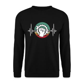 Machinist ECG Machine Operator HeartLine - Unisex Sweatshirt - black - Front - Alina (178cm) & Michal (187cm)