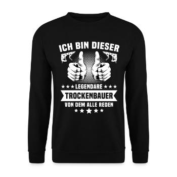 Trockenbaumonteur Trockenbauer - Unisex Pullover - Schwarz - Vorne - Alina (178cm) & Michal (187cm)