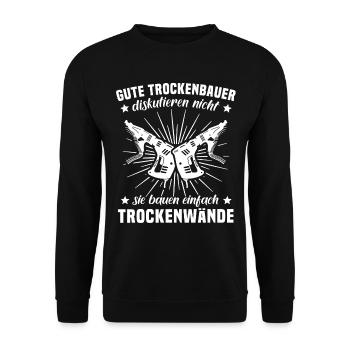 Trockenbaumonteur Trockenbauer - Unisex Pullover - Schwarz - Vorne - Alina (178cm) & Michal (187cm)