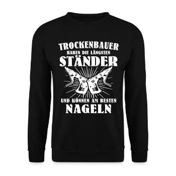 Trockenbaumonteur Trockenbauer - Unisex Pullover - Schwarz - Vorne - Alina (178cm) & Michal (187cm)