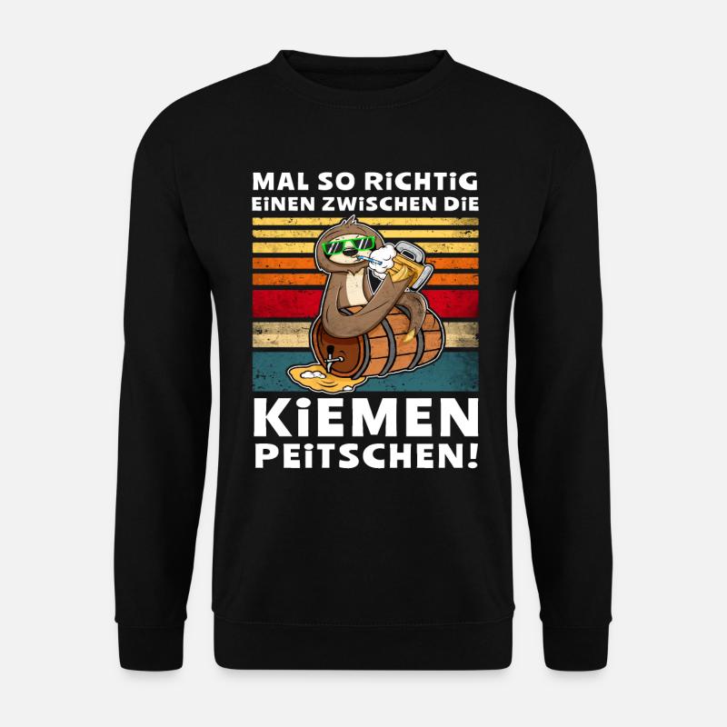 Bier Kiemen Peitschen Faultier Trinksprüche - Unisex Pullover - Schwarz