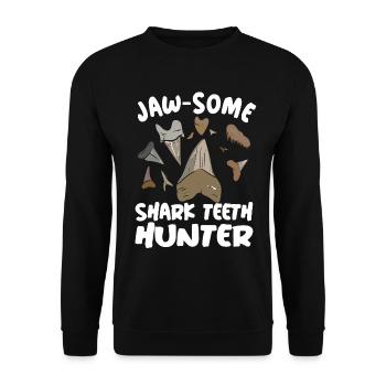 Jaw-Some Shark Teeth Hunter Haizahn Sammler - Unisex Pullover - Schwarz - Vorne - Alina (178cm) & Michal (187cm)