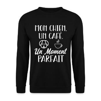 Mon chien,un café, moment parfait. Cadeau original - Sweat-shirt Unisexe - noir - Devant - Alina (178cm) & Michal (187cm)