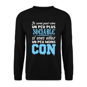 Je Serais Peut Être Un Peu Plus Sociable - Sweat-shirt Unisexe - noir - Devant - Alina (178cm) & Michal (187cm)