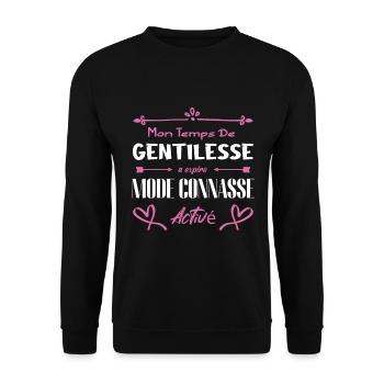 Mon temps de gentillesse a expiré - Sweat-shirt Unisexe - noir - Devant - Alina (178cm) & Michal (187cm)
