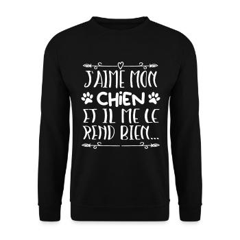 J aime mon chien - Sweat-shirt Unisexe - noir - Devant - Alina (178cm) & Michal (187cm)