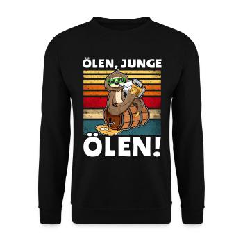 Faultier Bier Löten Saufsprüche - Unisex Pullover - Schwarz - Vorne - Alina (178cm) & Michal (187cm)