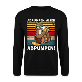 Faultier Bier Löten Saufsprüche - Unisex Pullover - Schwarz - Vorne - Alina (178cm) & Michal (187cm)