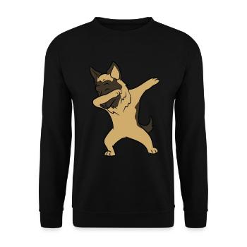 Deutscher Schäferhund - Dab, dabbing, dabben, tanz - Unisex Pullover - Schwarz - Vorne - Alina (178cm) & Michal (187cm)