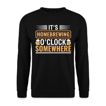 It's Homebrewing O'clock Somewhere Beer Brewing - Unisex Pullover - Schwarz - Vorne - Alina (178cm) & Michal (187cm)