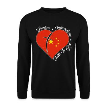 Freedom Faith in God - China - Unisex Sweatshirt - black - Front - Alina (178cm) & Michal (187cm)