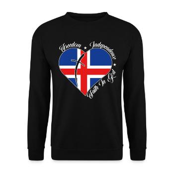 Freedom Faith in God - Iceland - Unisex Sweatshirt - black - Front - Alina (178cm) & Michal (187cm)