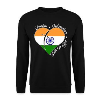 Freedom Faith in God - India - Unisex Sweatshirt - black - Front - Alina (178cm) & Michal (187cm)
