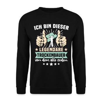 Trockenbauer Legende Trockenbau - Unisex Pullover - Schwarz - Vorne - Alina (178cm) & Michal (187cm)