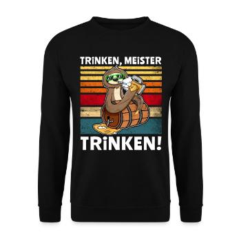 Biertrinker Faultier Bier Löten Digger Trinken - Unisex Pullover - Schwarz - Vorne - Alina (178cm) & Michal (187cm)