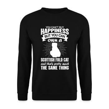 Kann Eine Scottish Fold-Katze Kaufen - Unisex Pullover - Schwarz - Vorne - Alina (178cm) & Michal (187cm)