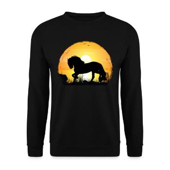 Sunset - Frisian Horse - Unisex Sweatshirt - black - Front - Alina (178cm) & Michal (187cm)