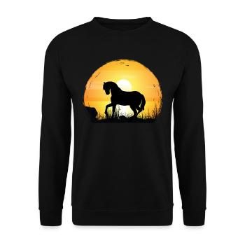 Coucher de soleil - Poney Horse - Sweat-shirt Unisexe - noir - Devant - Alina (178cm) & Michal (187cm)
