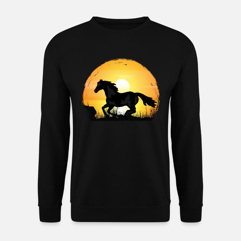 Sonnenuntergang - Malen Sie Pferd - Unisex Pullover - Schwarz