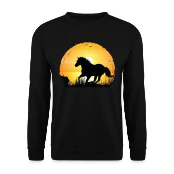 Coucher de soleil - Quarter Horse - Sweat-shirt Unisexe - noir - Devant - Alina (178cm) & Michal (187cm)