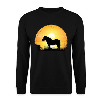 Coucher de soleil - Shetland Pony Horse - Sweat-shirt Unisexe - noir - Devant - Alina (178cm) & Michal (187cm)