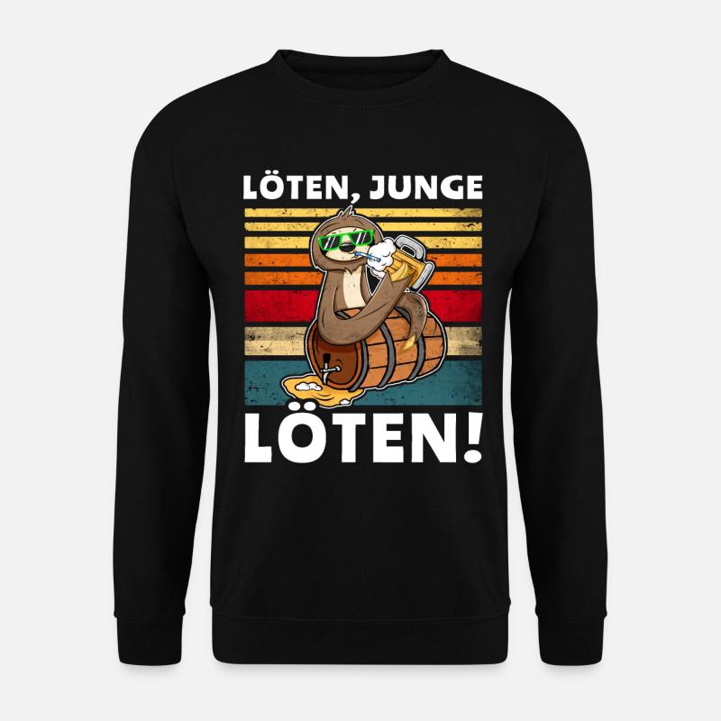 Löten Faultier Bier - Unisex Pullover - Schwarz