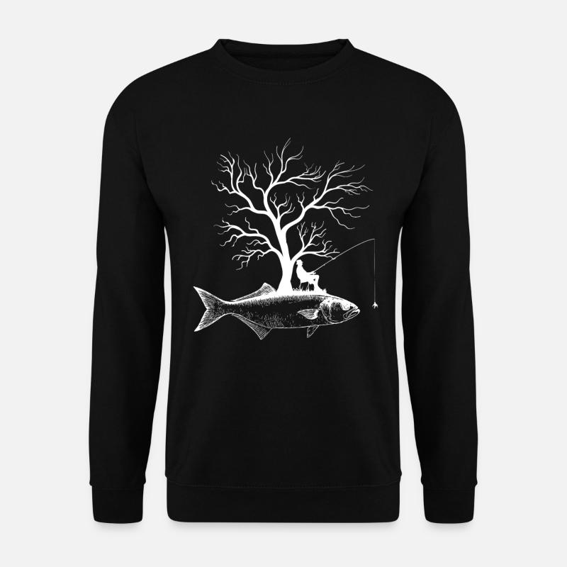 Grafischer Baum - Fisch Bluefish - Unisex Pullover - Schwarz