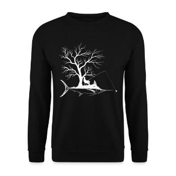 Graphic Tree - Fish Marline - Unisex Sweatshirt - black - Front - Alina (178cm) & Michal (187cm)